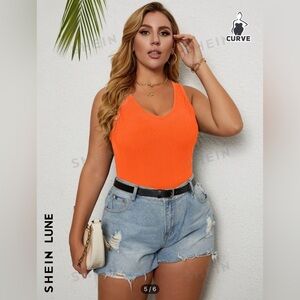 Orange v neck crop top